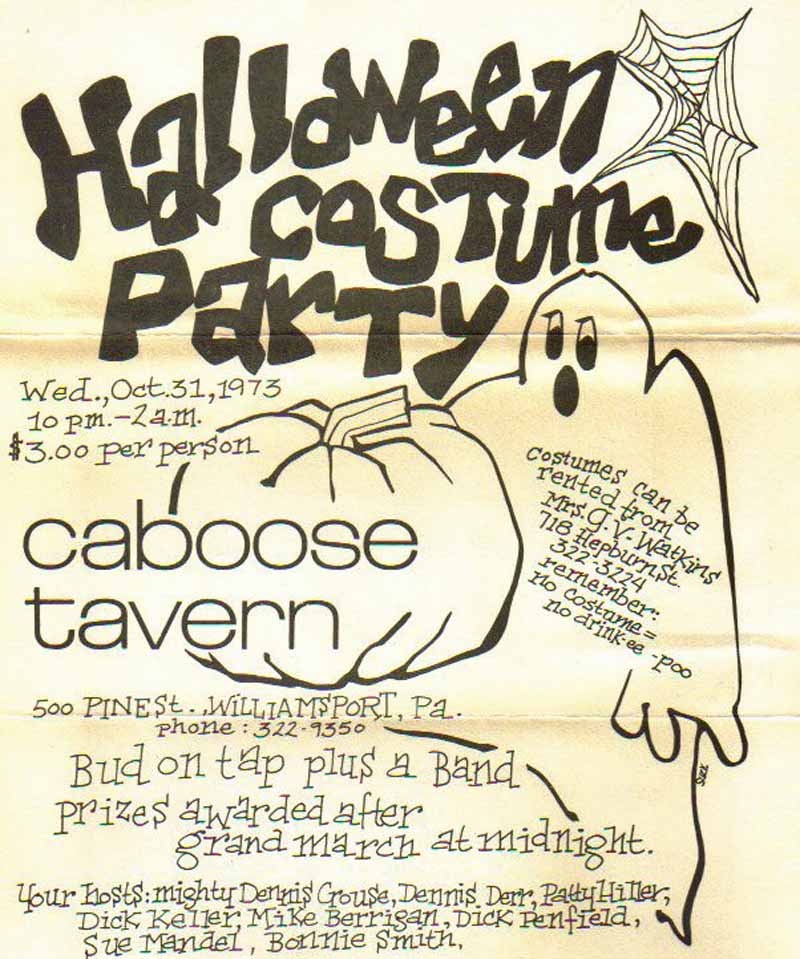 The Caboose Tavern, formerly off Pine Street in Williamsport, held a Halloween party in 1973