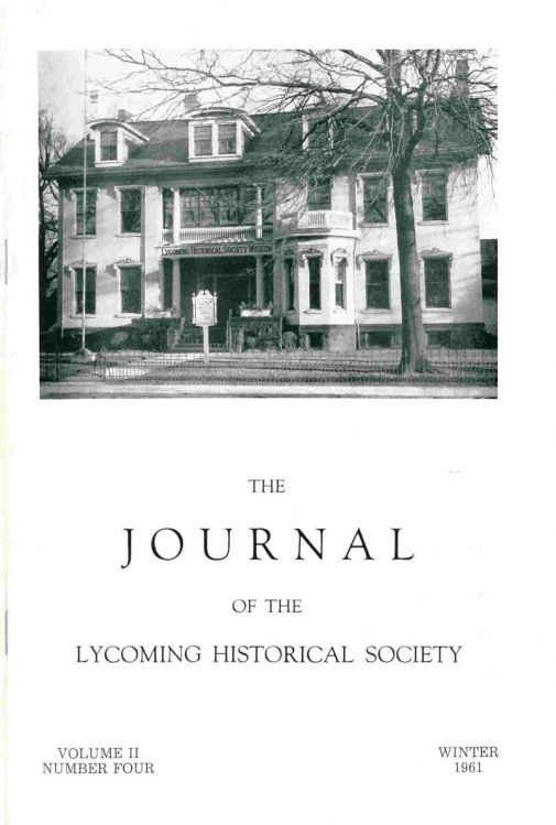 The Journal of the Lycoming County Historical Society, 1961 Winter