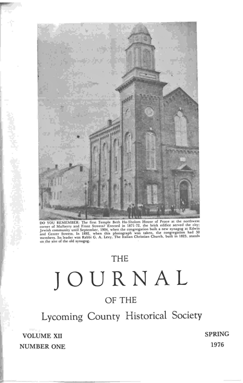 The Journal of the Lycoming County Historical Society, 1976 Spring